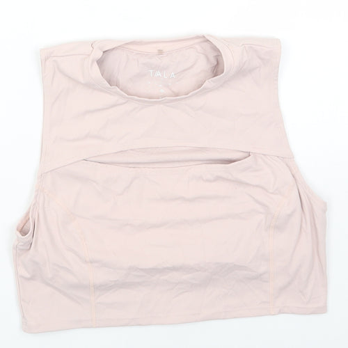 Preworn Womens Pink Polyester Cropped Tank Size 10 Round Neck