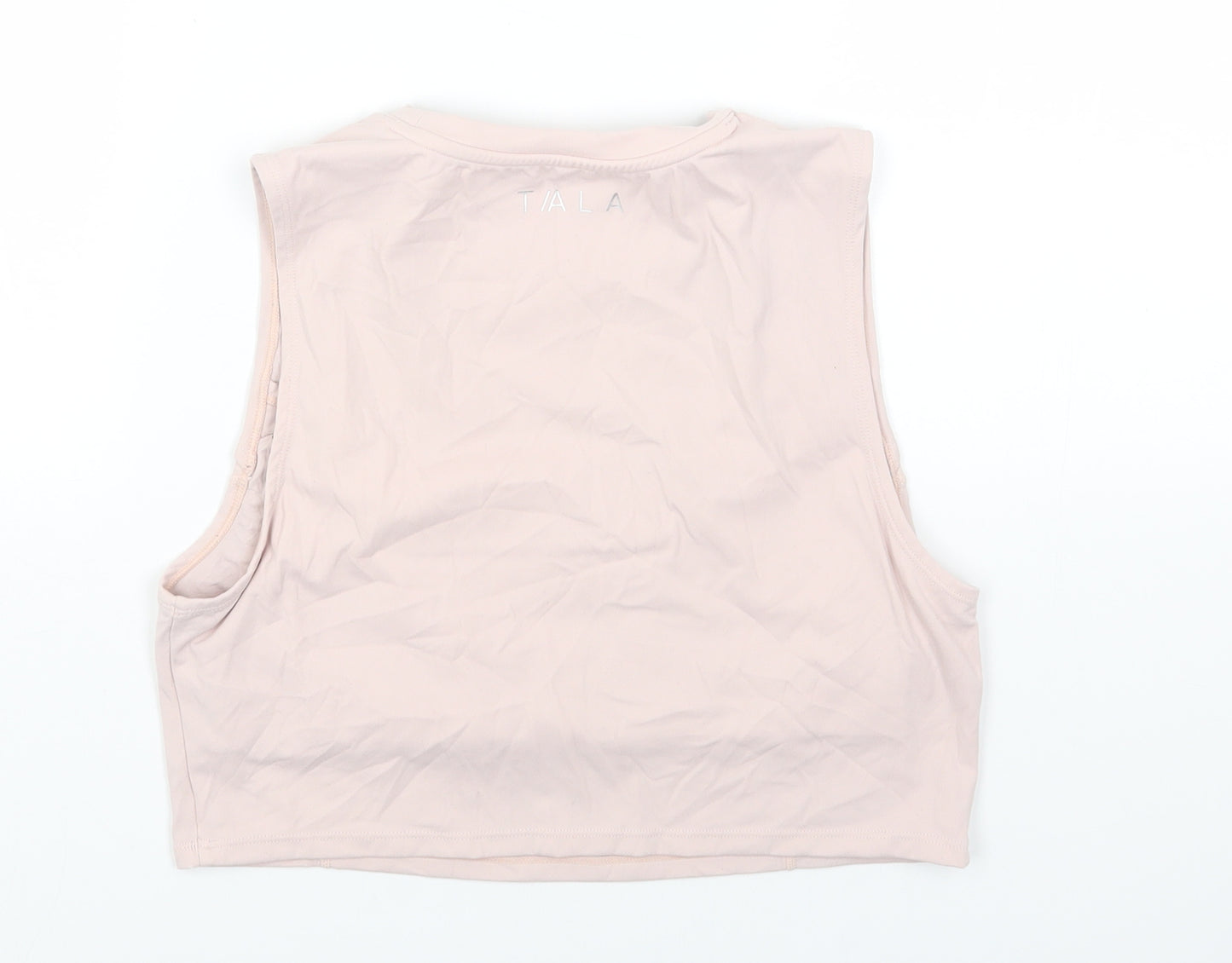 Preworn Womens Pink Polyester Cropped Tank Size 10 Round Neck