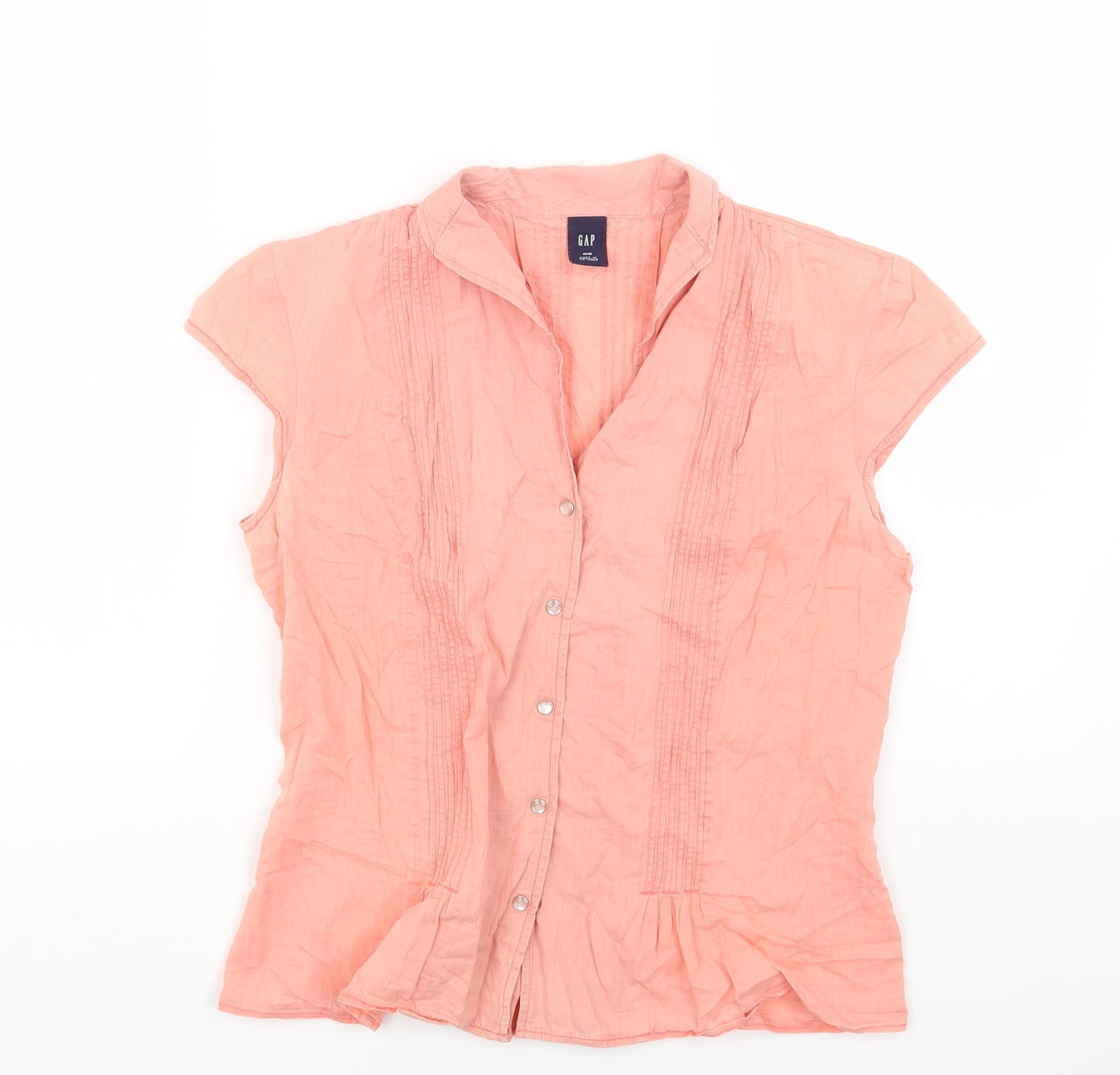 Gap Womens Pink Cotton Basic Button-Up Size M V-Neck