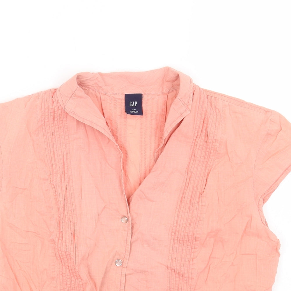 Gap Womens Pink Cotton Basic Button-Up Size M V-Neck