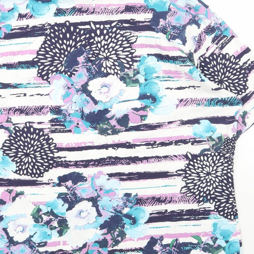 Honor Milburn Womens Blue Geometric Cotton Basic T-Shirt Size S Round Neck - Size 10-12