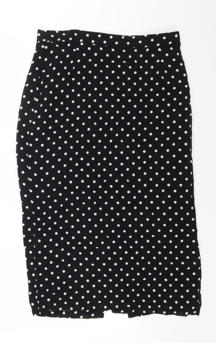 Gerry Weber Womens Black Polka Dot Viscose Straight & Pencil Skirt Size 16 Zip