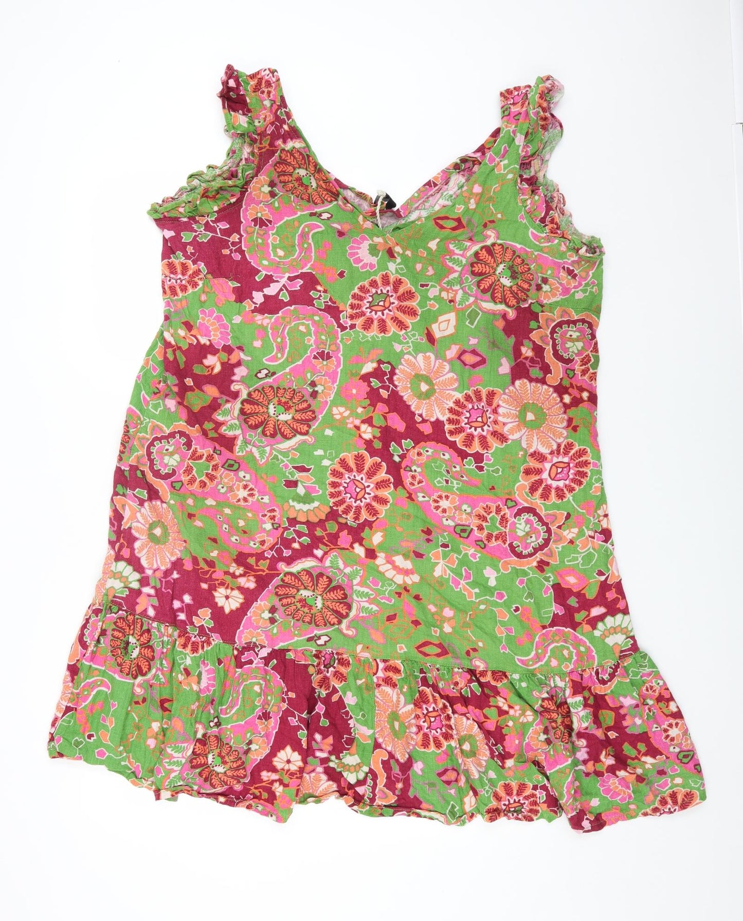 NEXT Womens Multicoloured Paisley Cotton Tank Dress Size 20 V-Neck Pullover