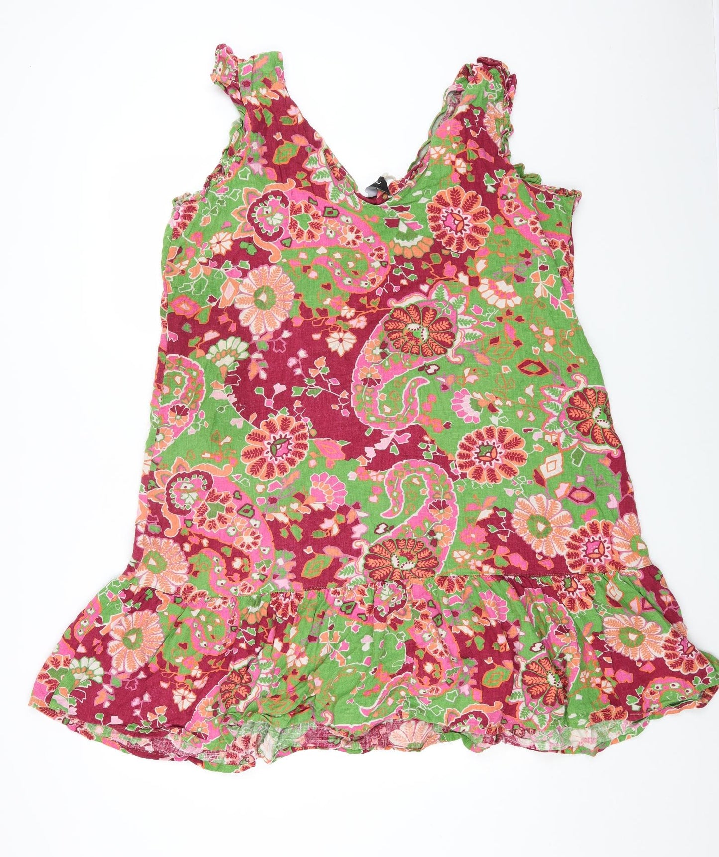 NEXT Womens Multicoloured Paisley Cotton Tank Dress Size 20 V-Neck Pullover