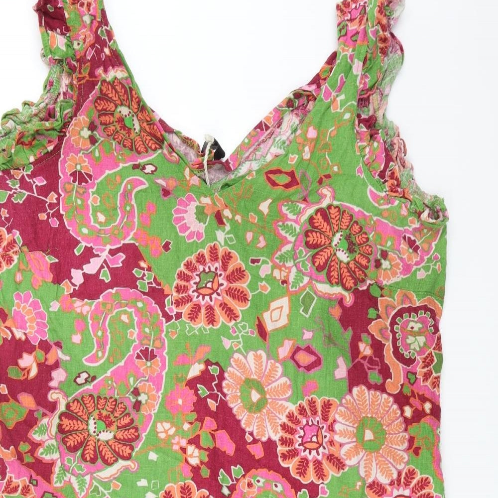 NEXT Womens Multicoloured Paisley Cotton Tank Dress Size 20 V-Neck Pullover