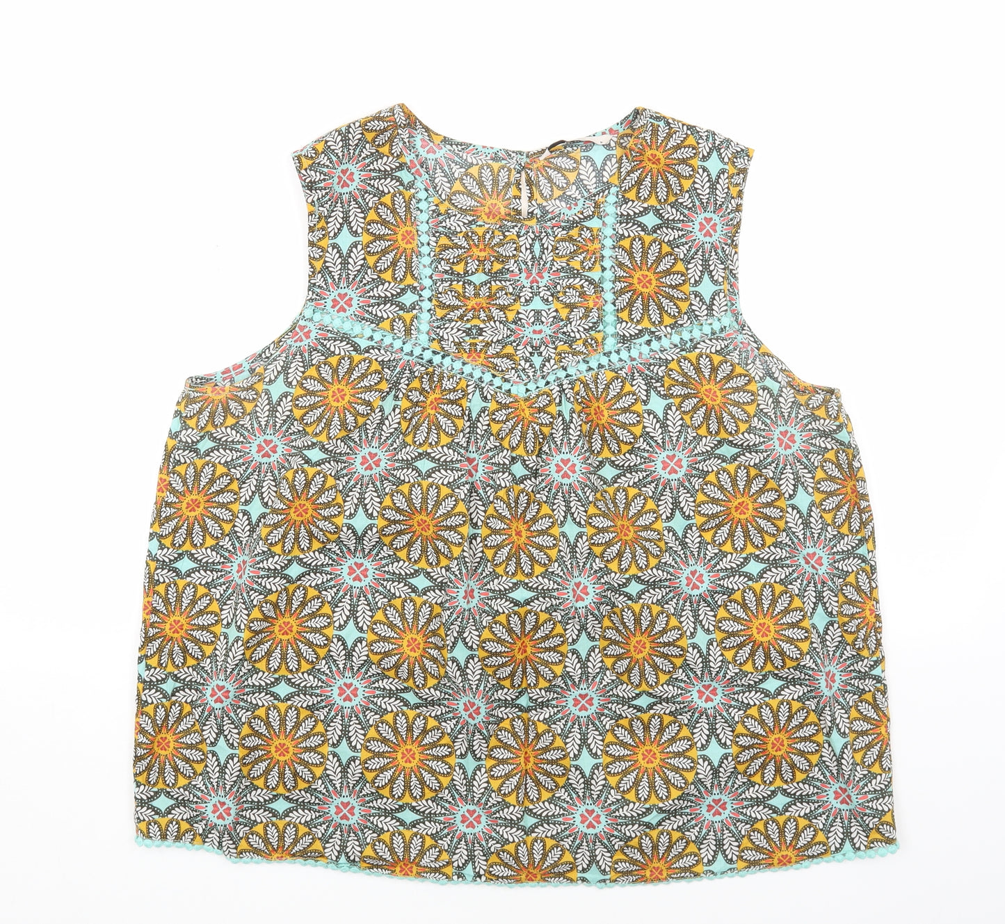 TU Womens Multicoloured Geometric Cotton Basic Tank Size 16 Round Neck