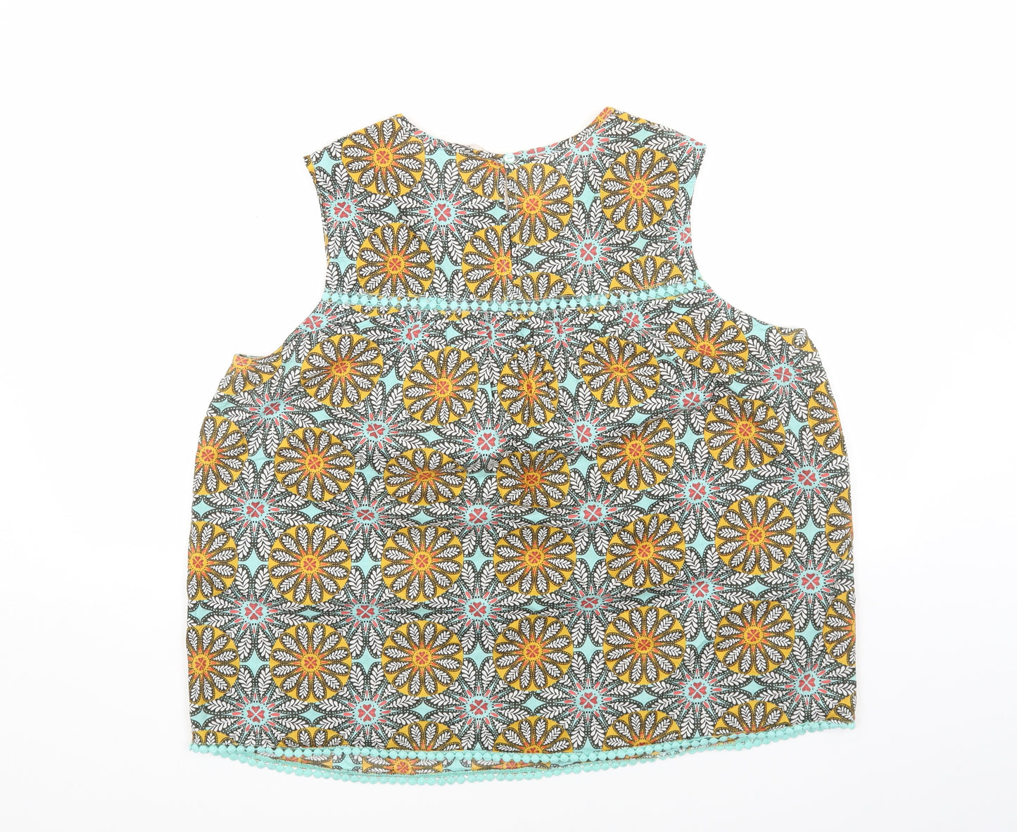 TU Womens Multicoloured Geometric Cotton Basic Tank Size 16 Round Neck