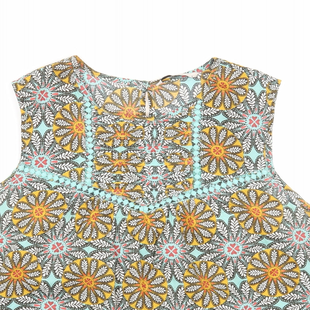 TU Womens Multicoloured Geometric Cotton Basic Tank Size 16 Round Neck