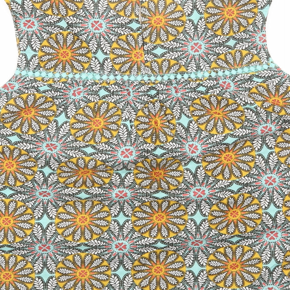 TU Womens Multicoloured Geometric Cotton Basic Tank Size 16 Round Neck