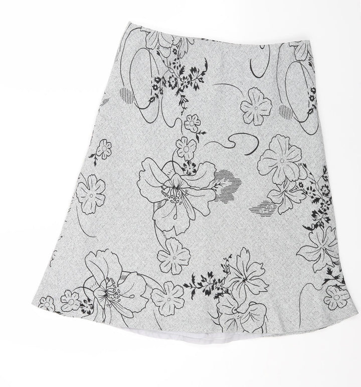 BM Womens Grey Geometric Polyester A-Line Skirt Size 16