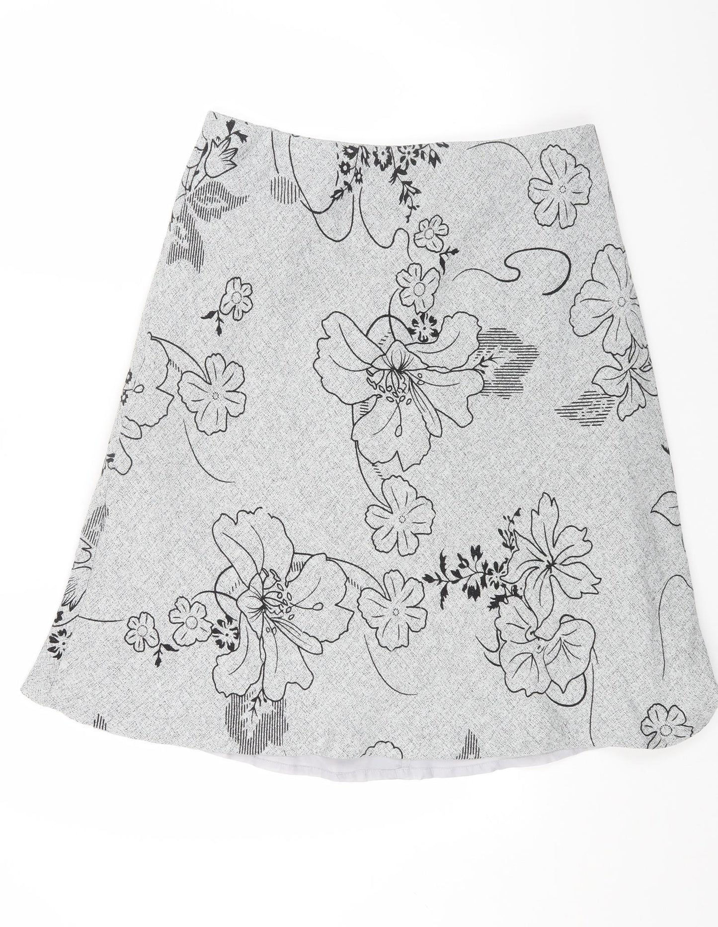 BM Womens Grey Geometric Polyester A-Line Skirt Size 16