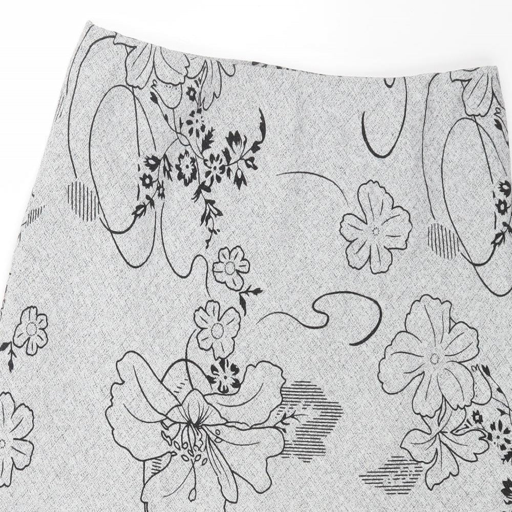 BM Womens Grey Geometric Polyester A-Line Skirt Size 16