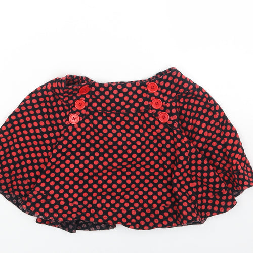 Preworn Girls Red Polka Dot Cotton A-Line Skirt Size 6 Years Regular Pull On