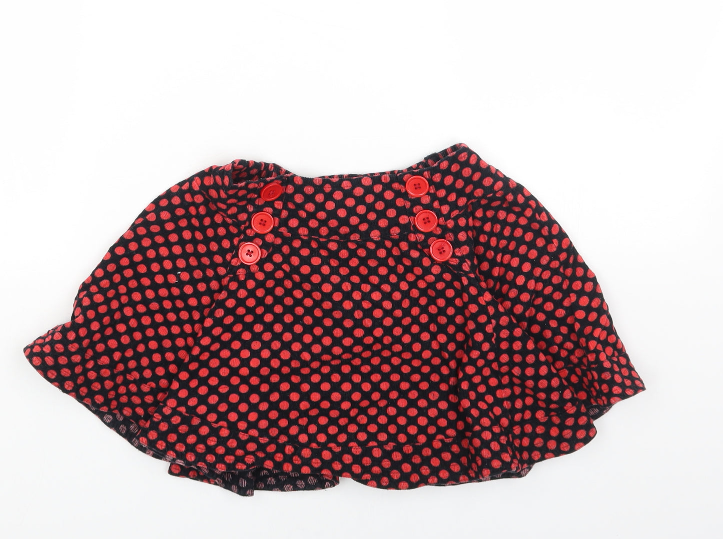 Preworn Girls Red Polka Dot Cotton A-Line Skirt Size 6 Years Regular Pull On