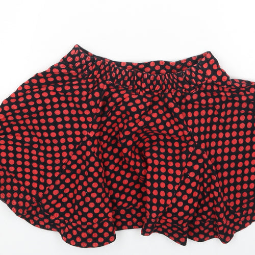 Preworn Girls Red Polka Dot Cotton A-Line Skirt Size 6 Years Regular Pull On
