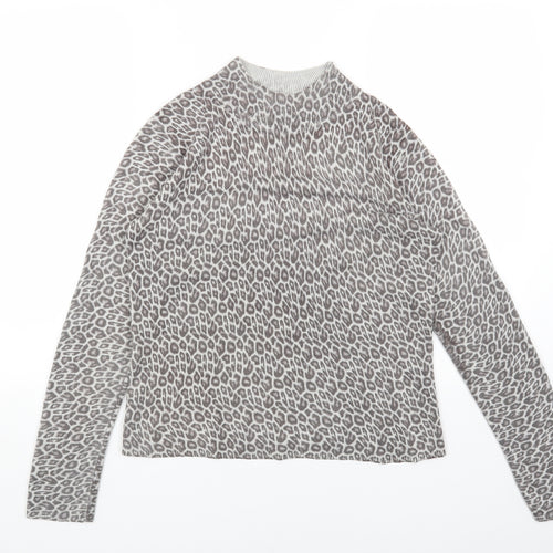 Primark Womens Grey High Neck Animal Print Polyester Pullover Jumper Size 12