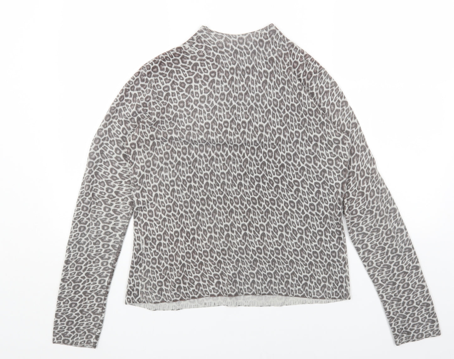 Primark Womens Grey High Neck Animal Print Polyester Pullover Jumper Size 12