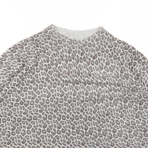 Primark Womens Grey High Neck Animal Print Polyester Pullover Jumper Size 12