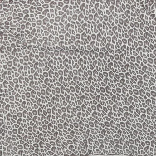 Primark Womens Grey High Neck Animal Print Polyester Pullover Jumper Size 12