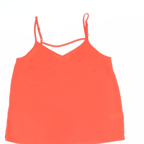Primark Womens Red Polyester Basic Tank Size 10 V-Neck