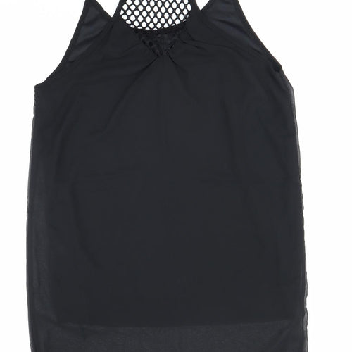 Preworn Womens Black Cotton Slip Dress Size 10 Scoop Neck Pullover