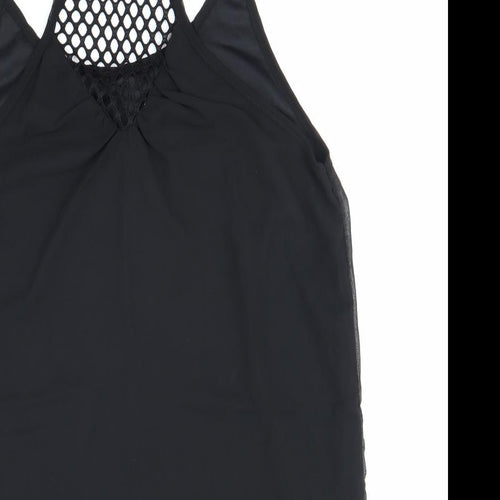 Preworn Womens Black Cotton Slip Dress Size 10 Scoop Neck Pullover
