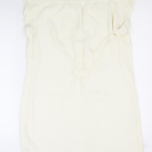 H&M Womens White Polyester Shirt Dress Size 42 V-Neck Button