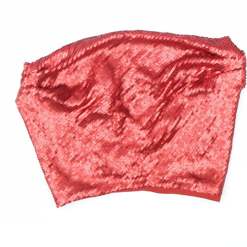 Zara Womens Red Polyester Cropped Tank Size S Cowl Neck