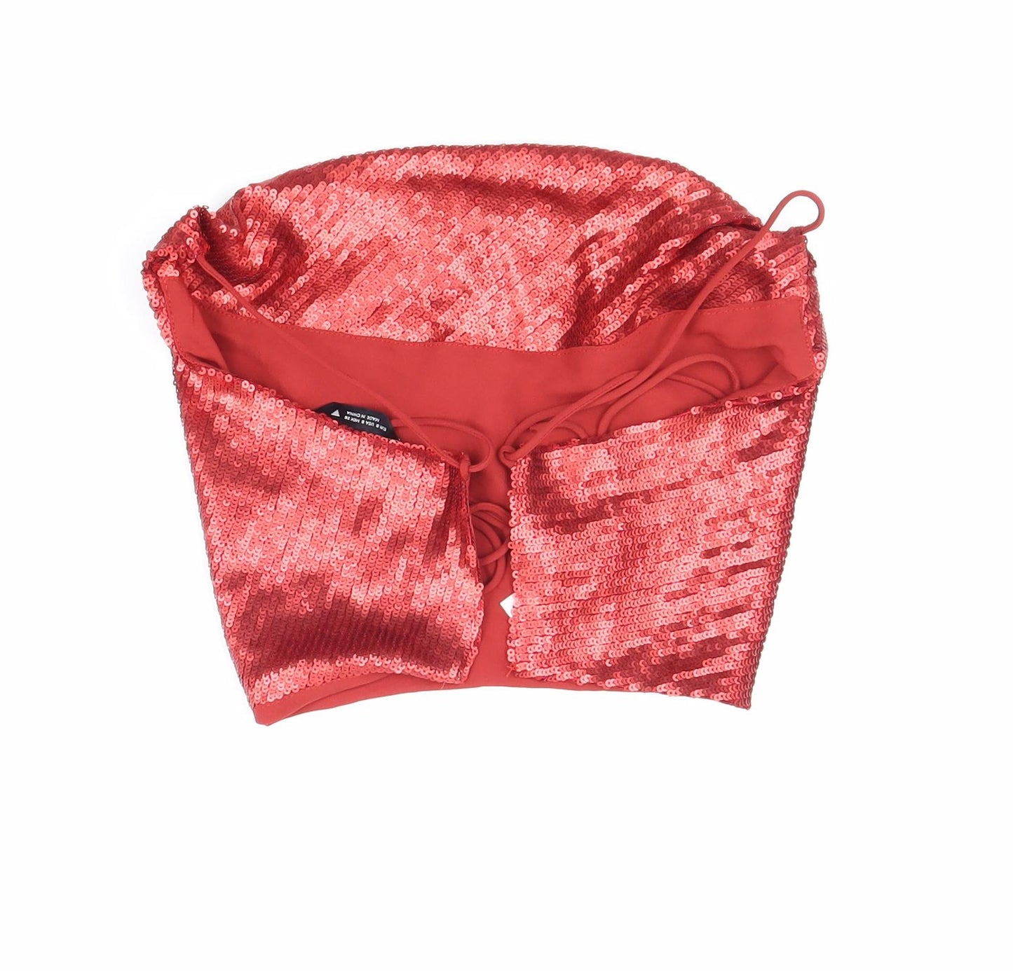 Zara Womens Red Polyester Cropped Tank Size S Cowl Neck