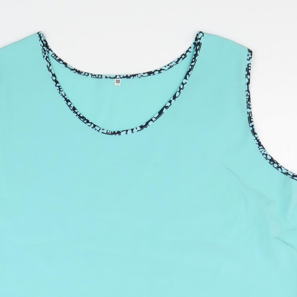 Preworn Womens Blue Polyester Basic Tank Size 20 Scoop Neck