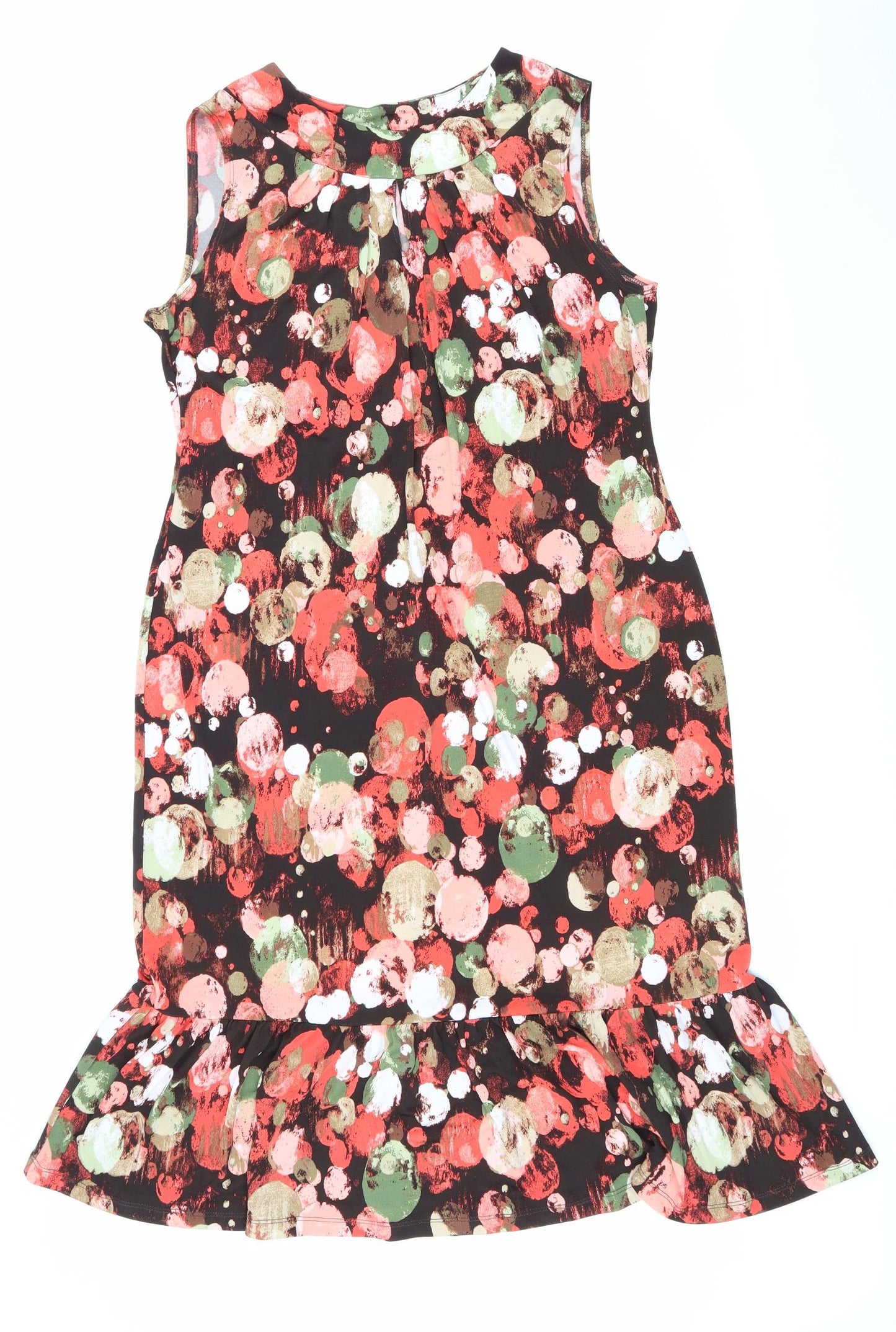 Kim & Co. Womens Multicoloured Geometric Polyester Tank Dress Size 10 Boat Neck Pullover