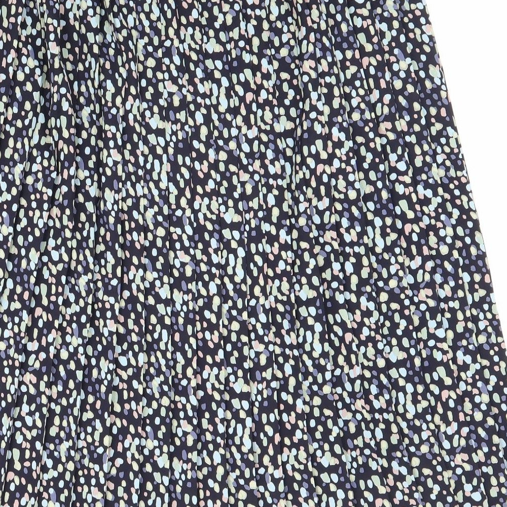 Marks and Spencer Womens Multicoloured Geometric Polyester Pleated Skirt Size 18
