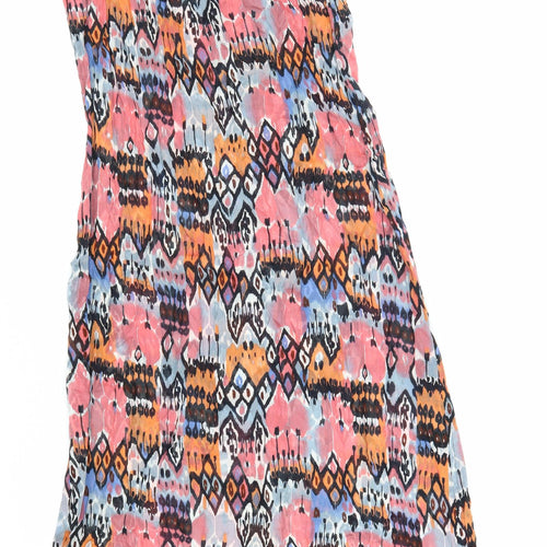 Topshop Womens Multicoloured Geometric Polyester Maxi Size M Off the Shoulder Pullover - Shirred