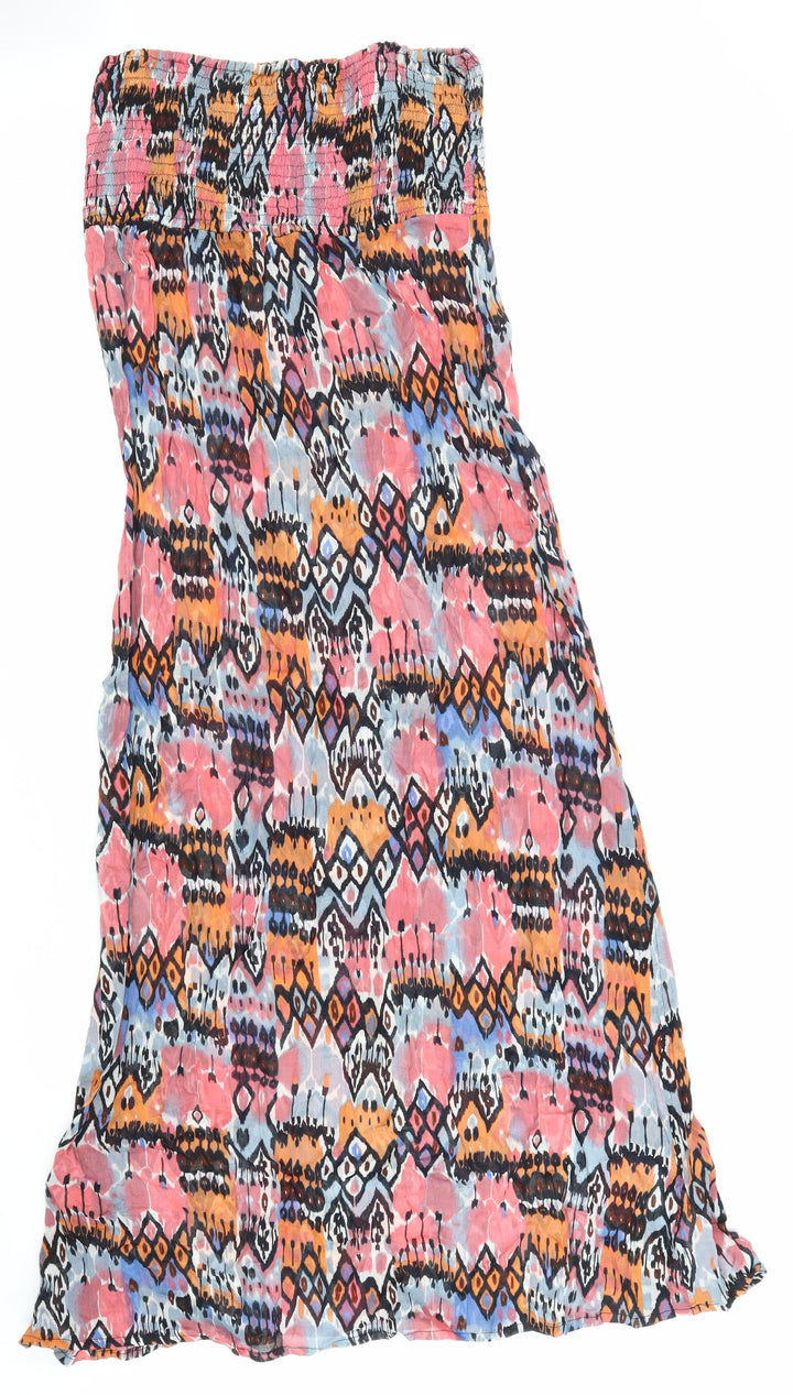 Topshop Womens Multicoloured Geometric Polyester Maxi Size M Off the Shoulder Pullover - Shirred