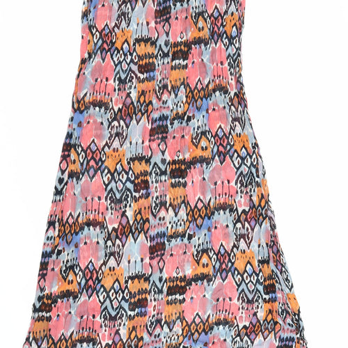 Topshop Womens Multicoloured Geometric Polyester Maxi Size M Off the Shoulder Pullover - Shirred