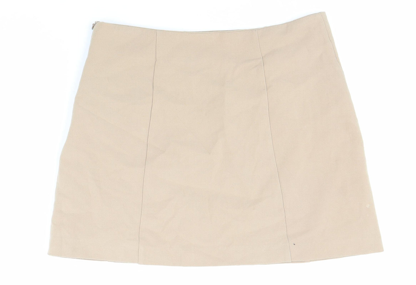 New Look Womens Beige Polyester Mini Skirt Size 10 Zip