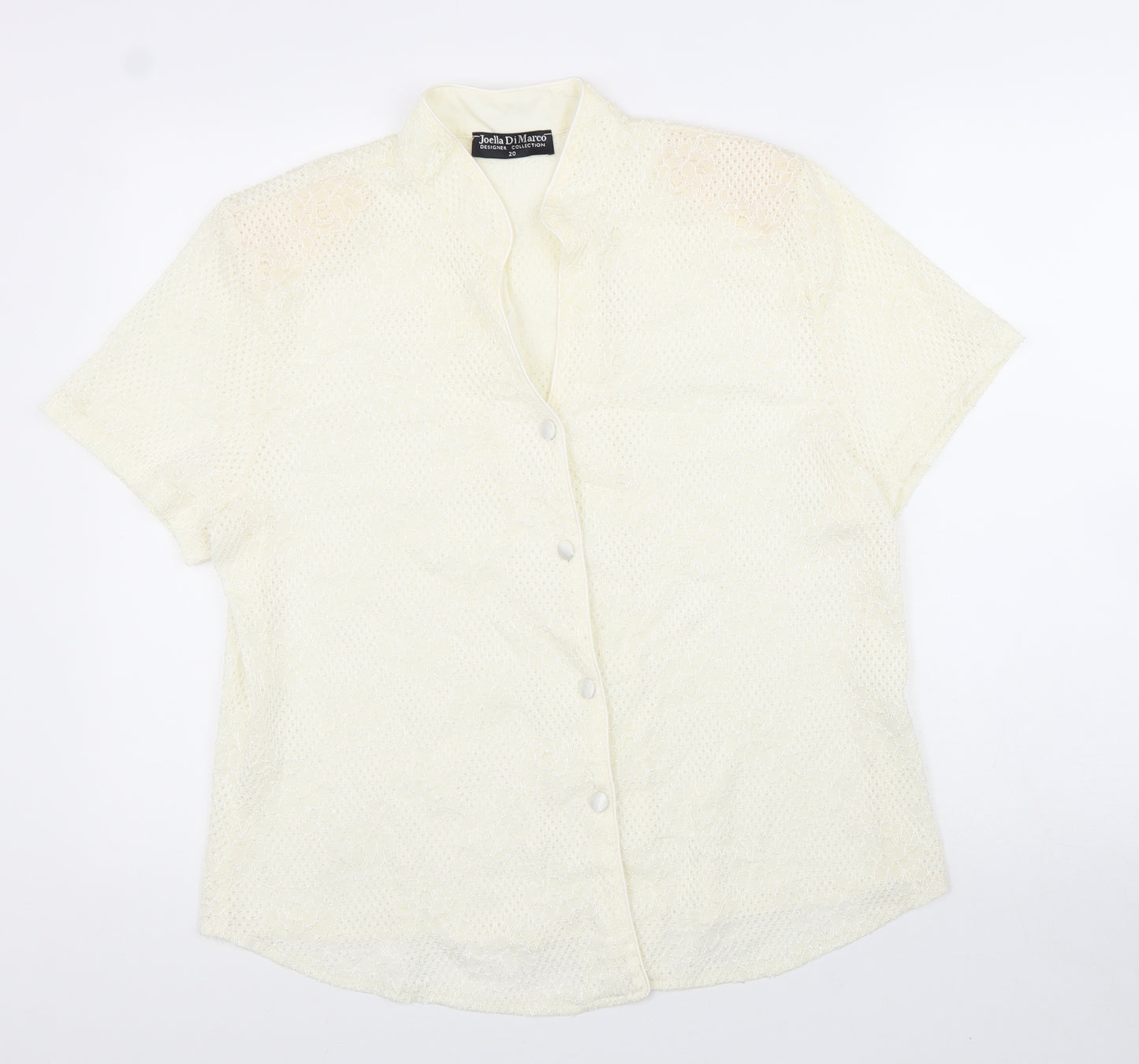 Joella Di Marco Womens White Floral Polyester Basic Blouse Size 20 V-Neck