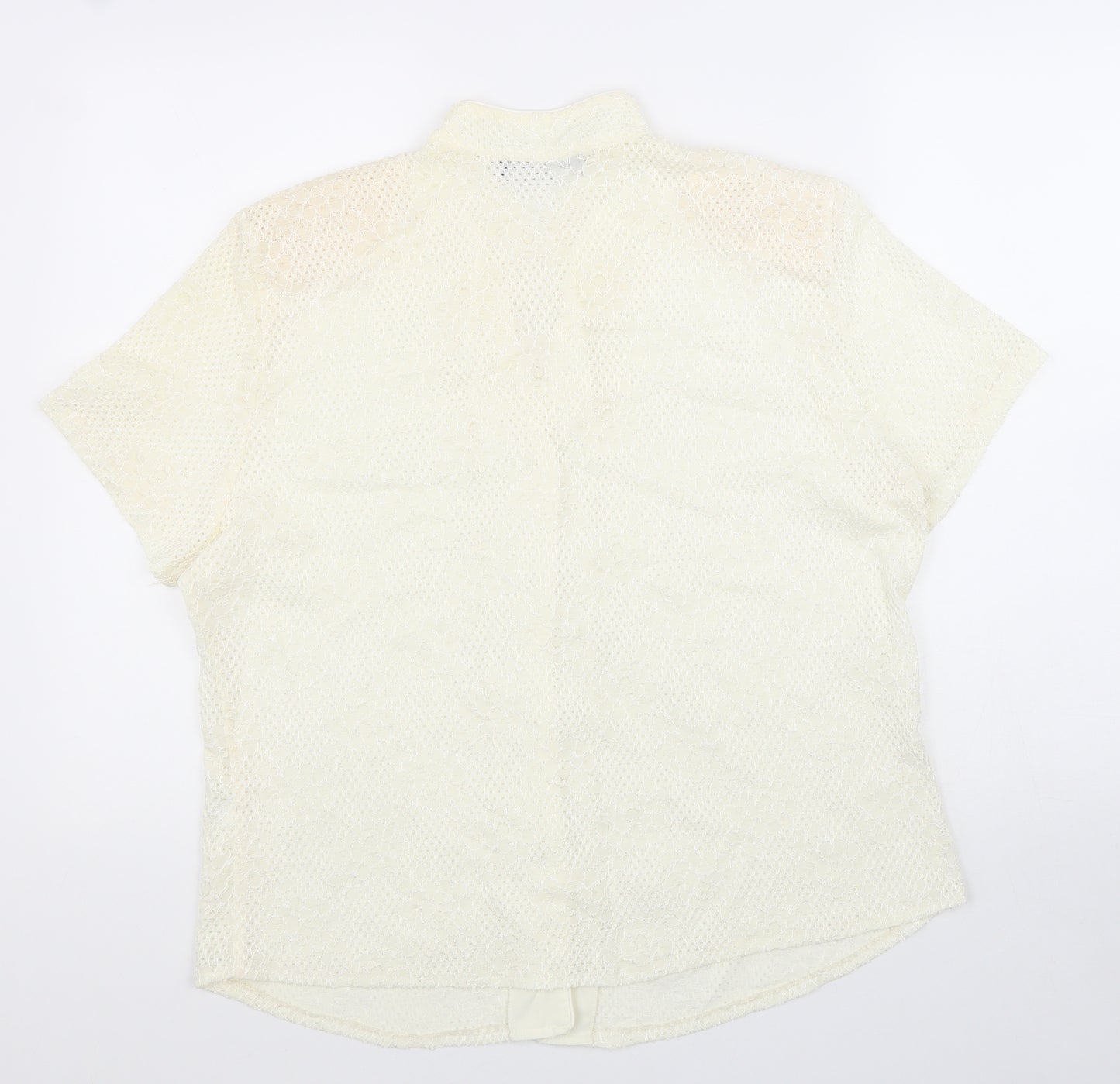 Joella Di Marco Womens White Floral Polyester Basic Blouse Size 20 V-Neck