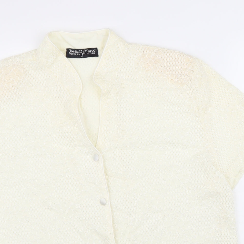 Joella Di Marco Womens White Floral Polyester Basic Blouse Size 20 V-Neck
