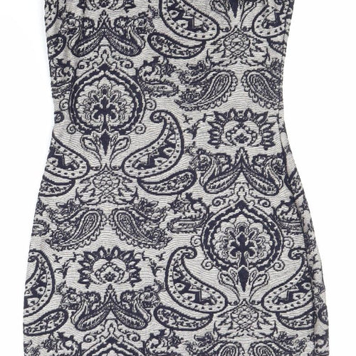 Atmosphere Womens Blue Paisley Polyester Pencil Dress Size 10 Boat Neck Pullover