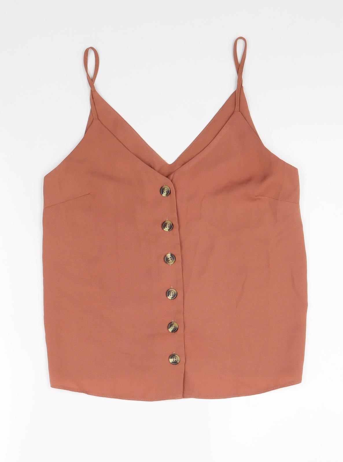 New Look Womens Brown Polyester Camisole Tank Size 8 V-Neck