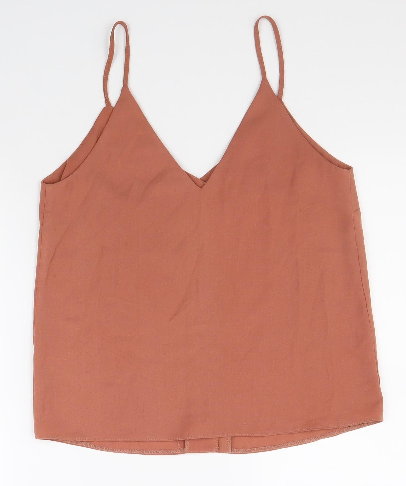 New Look Womens Brown Polyester Camisole Tank Size 8 V-Neck