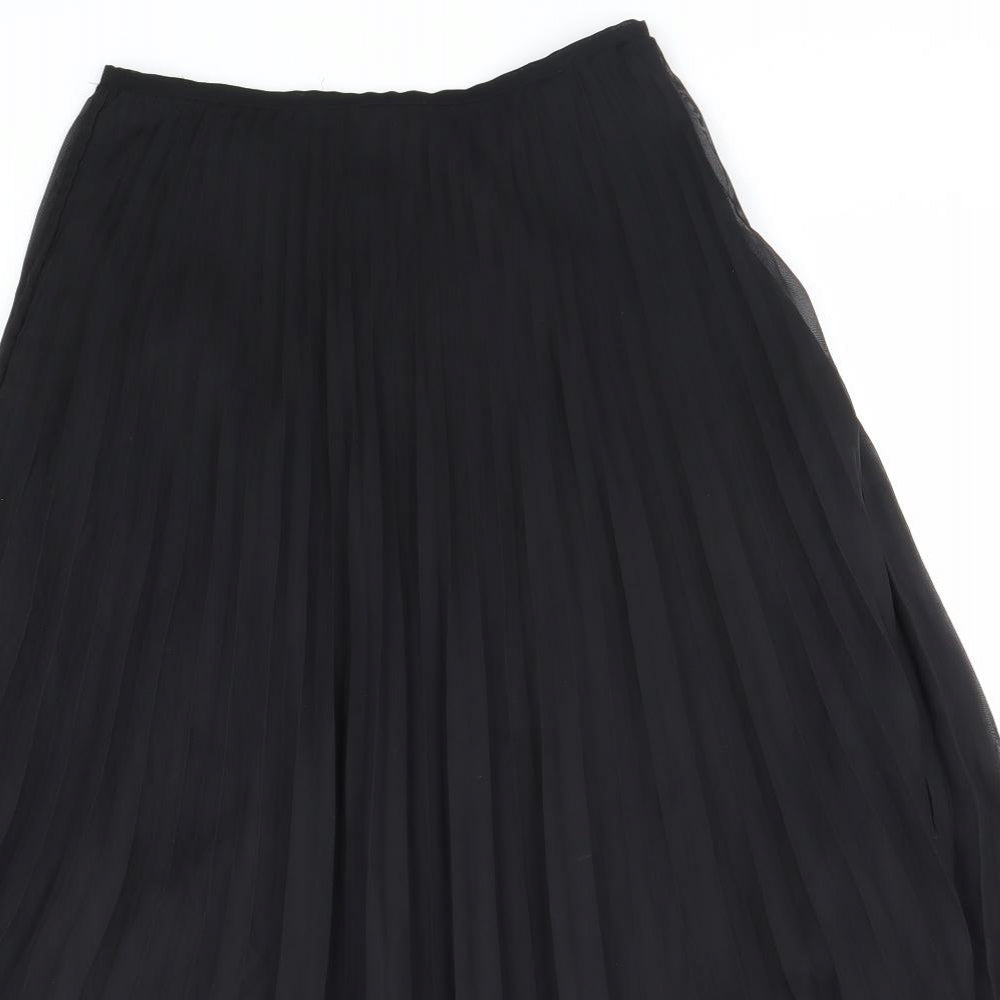 Glamorous Womens Black Polyester Pleated Skirt Size 12 Zip
