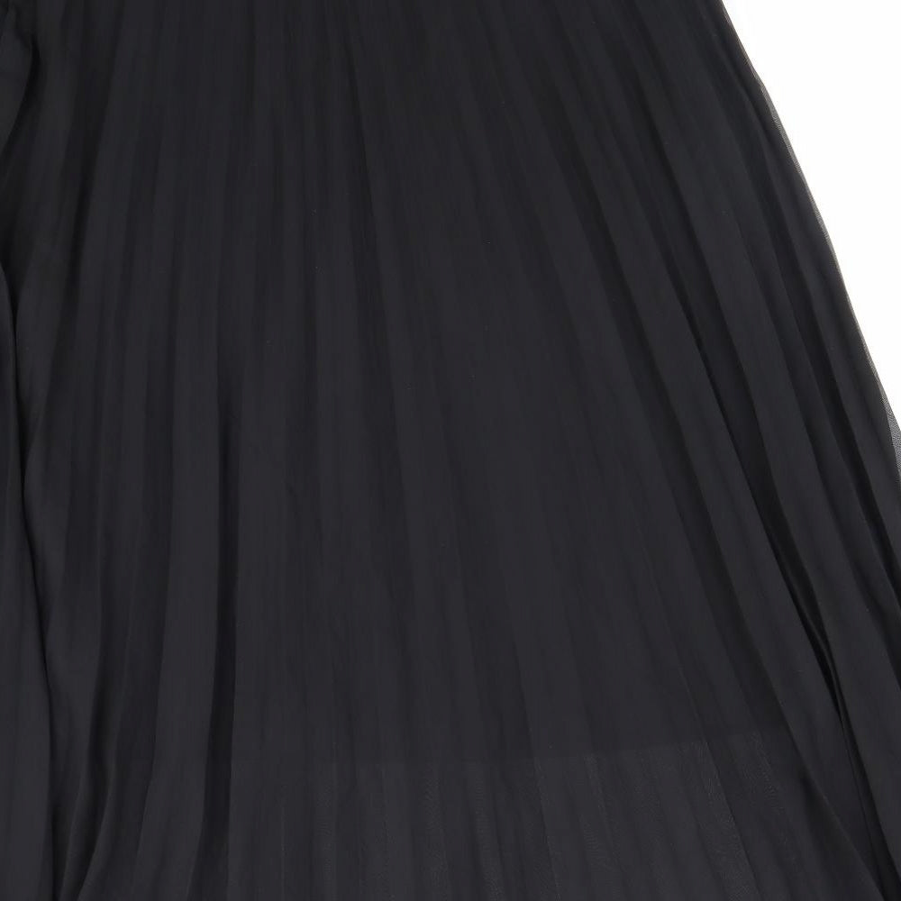 Glamorous Womens Black Polyester Pleated Skirt Size 12 Zip