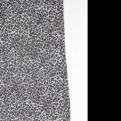 Boohoo Womens Black Animal Print Polyester Slip Dress Size 6 V-Neck Pullover