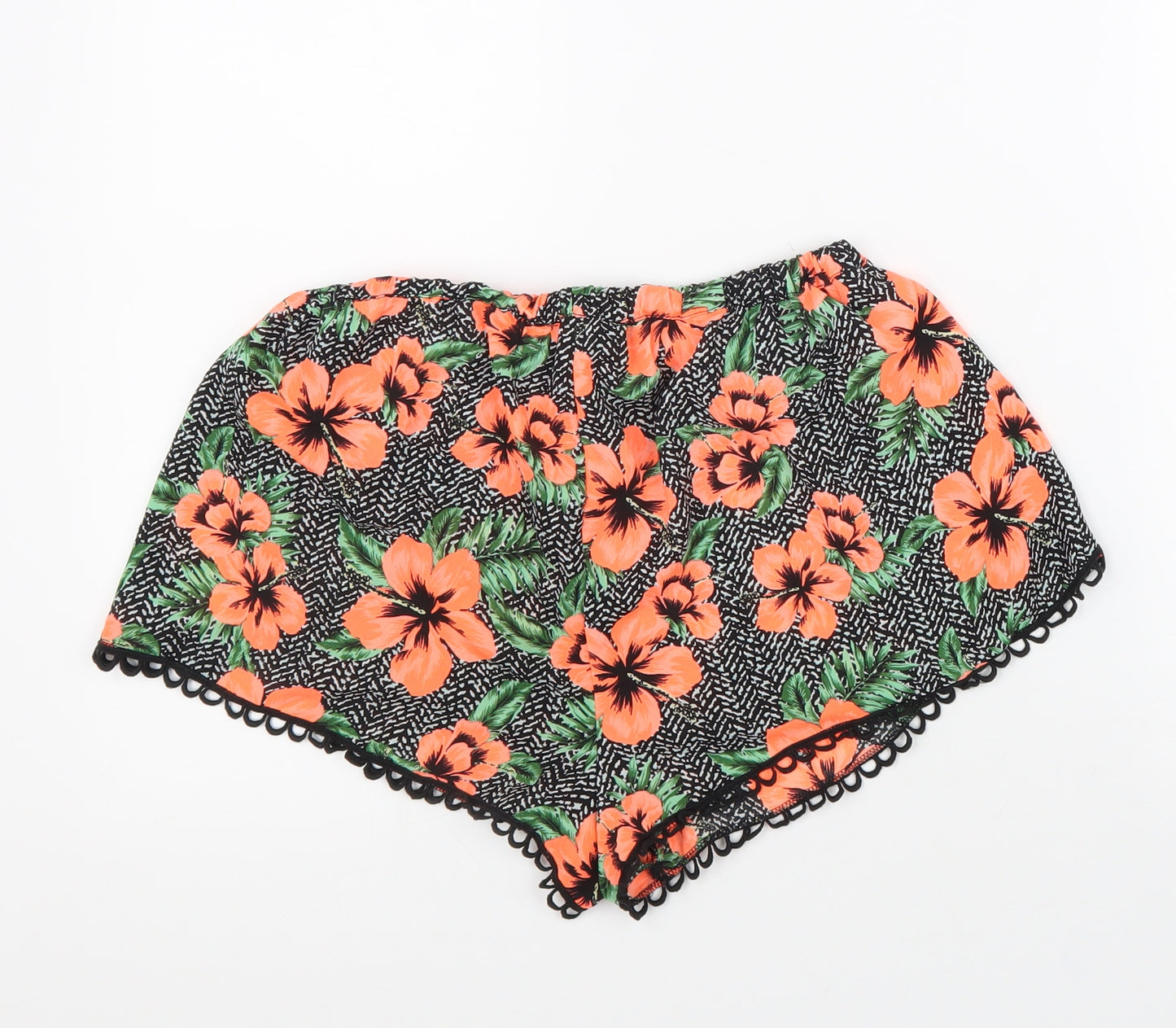 New Look Womens Multicoloured Floral 100% Polyester Bermuda Shorts Size 12 L3 in Regular Drawstring