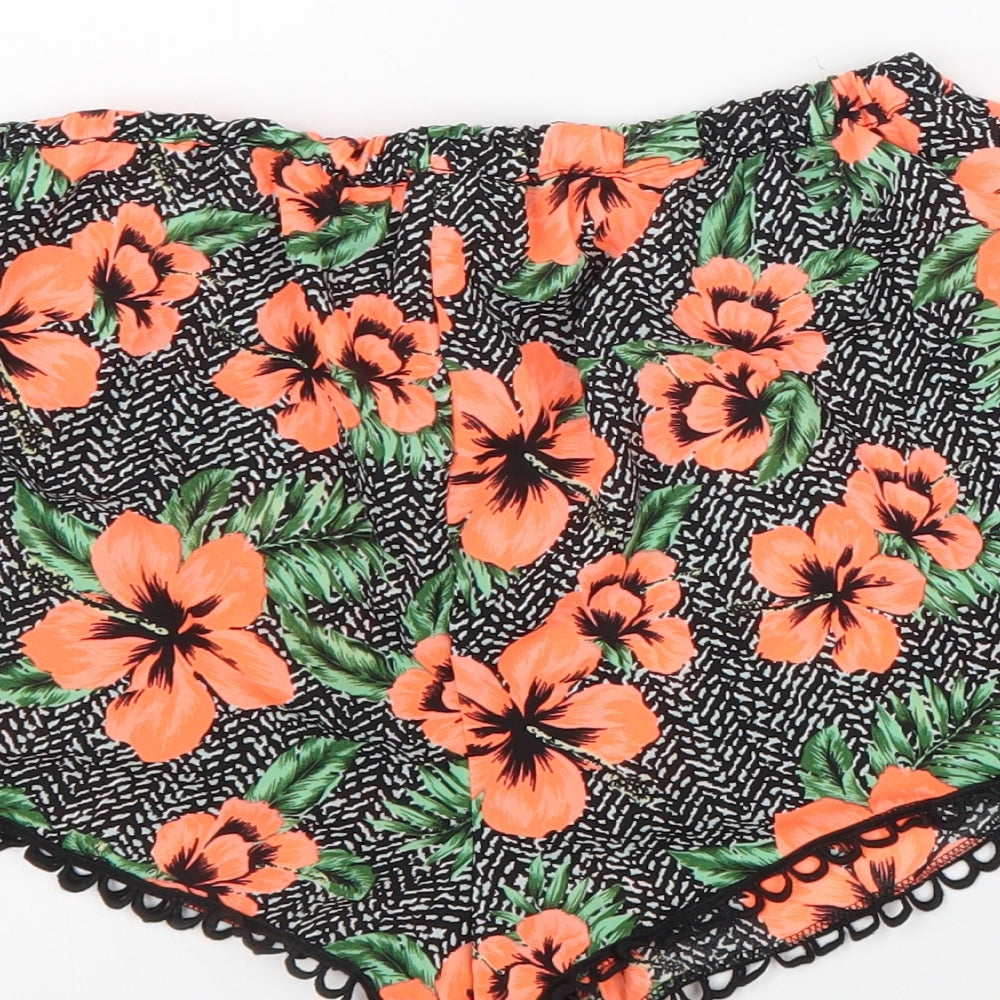 New Look Womens Multicoloured Floral 100% Polyester Bermuda Shorts Size 12 L3 in Regular Drawstring