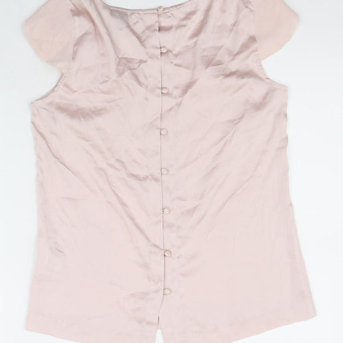 H&M Womens Pink Polyester Basic Blouse Size 34 Scoop Neck - 3D Flowers