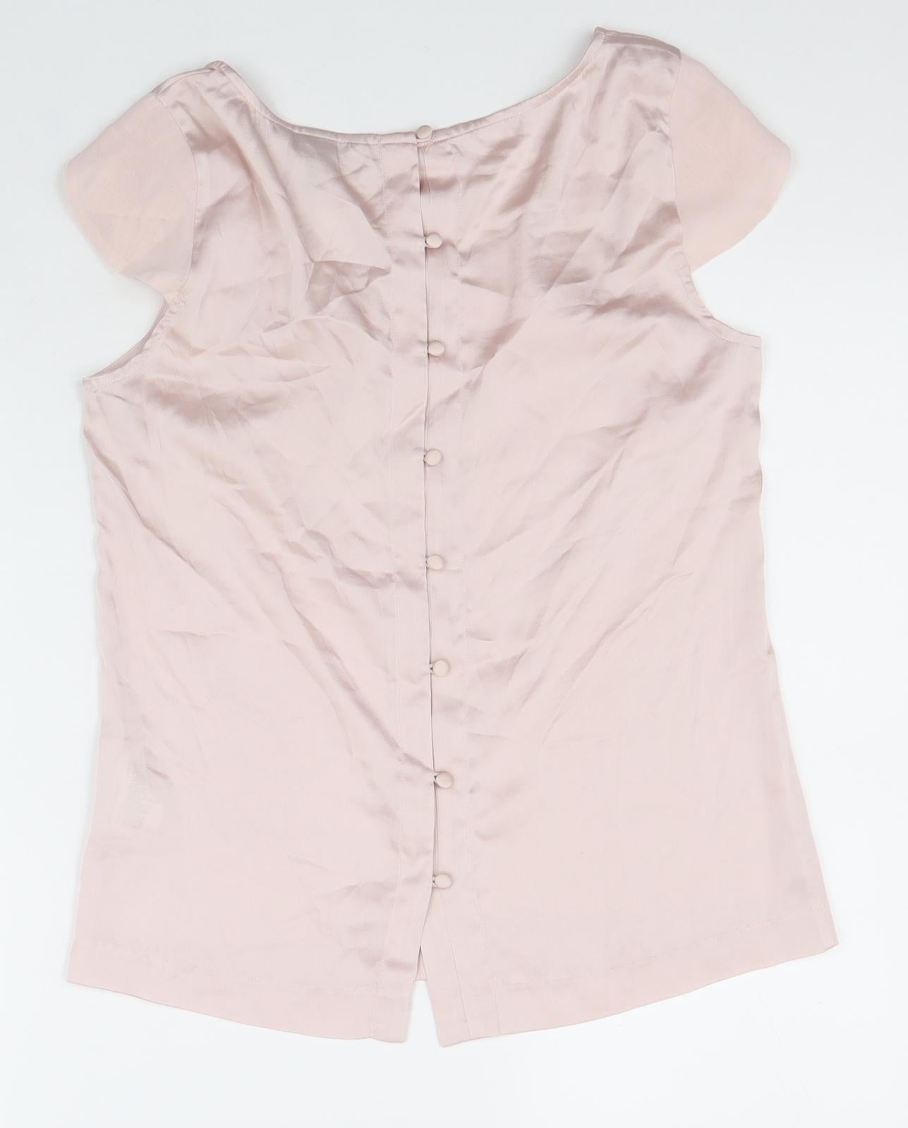 H&M Womens Pink Polyester Basic Blouse Size 34 Scoop Neck - 3D Flowers