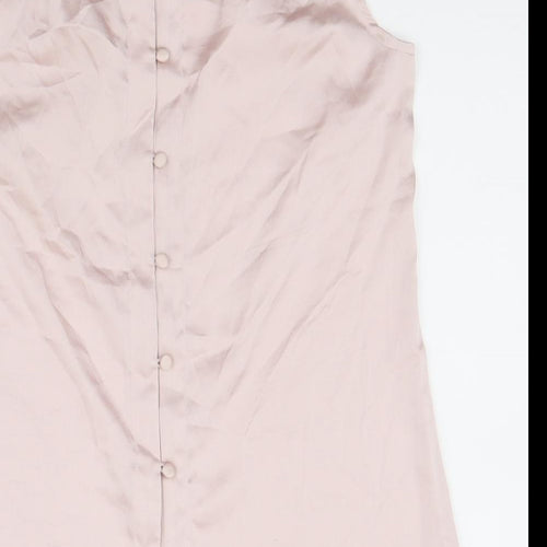 H&M Womens Pink Polyester Basic Blouse Size 34 Scoop Neck - 3D Flowers